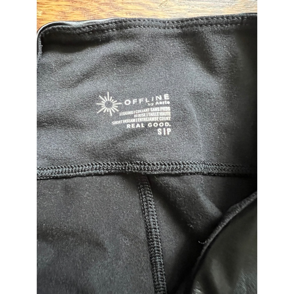 Offline by Aerie Real Good Faux Leather High Rise Leggings Black Small - Picture 3 of 4